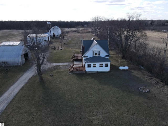 aerial view featuring a rural view