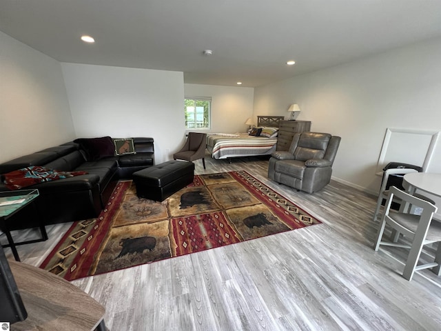 living room with wood-type flooring