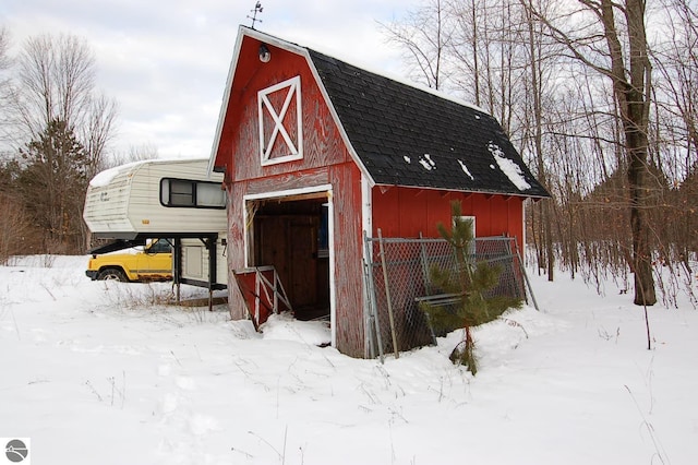 view of snow covered structure