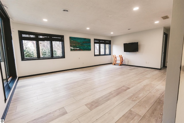 unfurnished living room with light hardwood / wood-style flooring