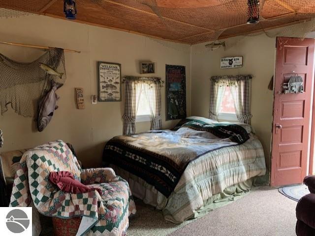 bedroom with multiple windows and carpet