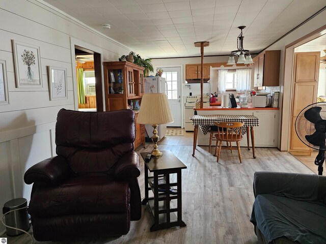 5934 Chippewa Trl, Hale, MI 48739 - living room with light wood-style flooring and crown molding