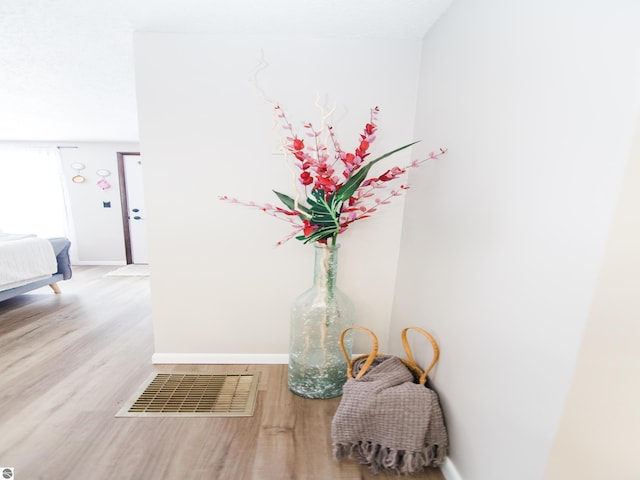 corridor with light hardwood / wood-style floors