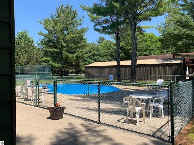 view of pool featuring a patio