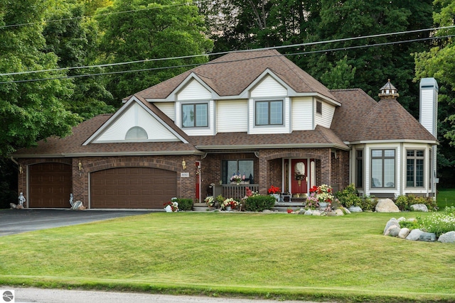 view of front of home featuring a front lawn and covered porch