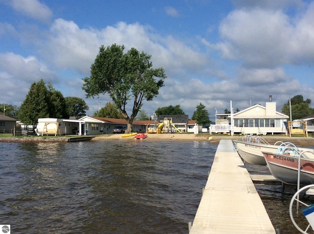 view of dock featuring a water view