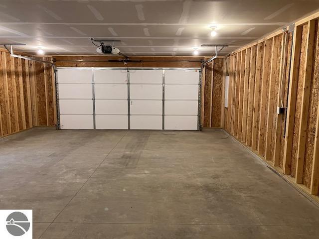 garage with a garage door opener