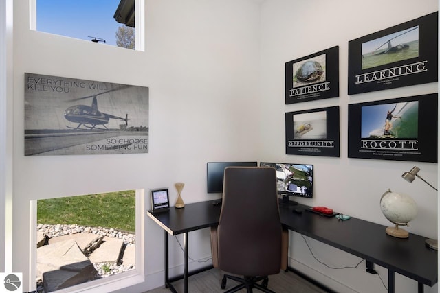 home office featuring a wealth of natural light