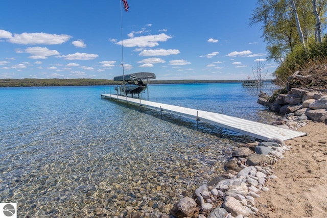 view of dock featuring a water view