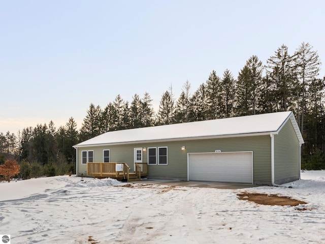 view of front of property with a wooden deck