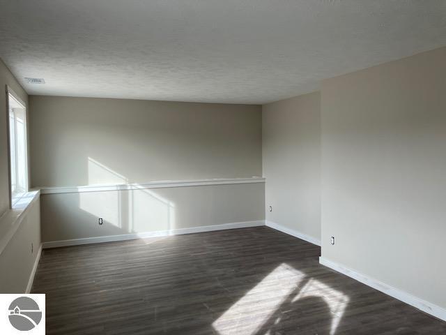 spare room with dark wood-type flooring