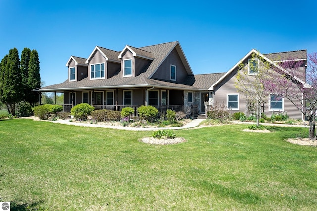 view of front of property with a front lawn and a porch