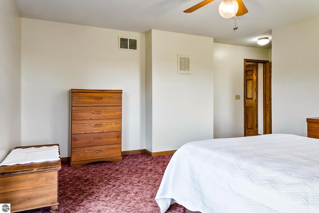 bedroom featuring carpet flooring and ceiling fan