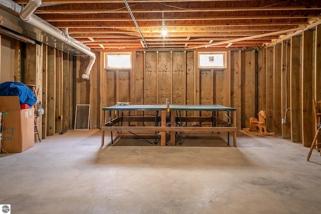 basement with plenty of natural light