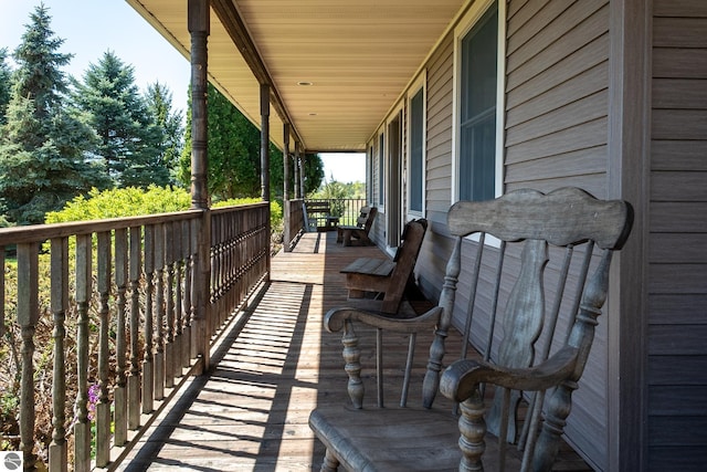 wooden deck with covered porch