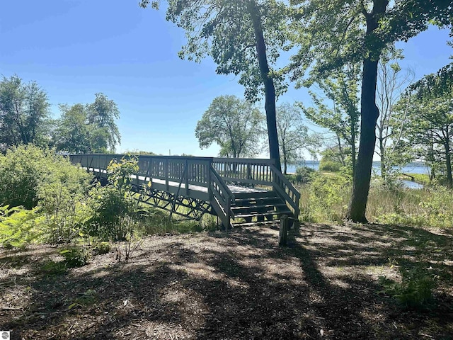 view of yard with a wooden deck