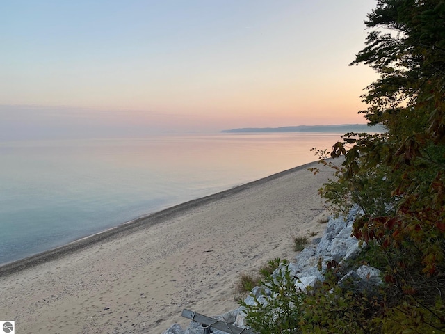 property view of water featuring a view of the beach