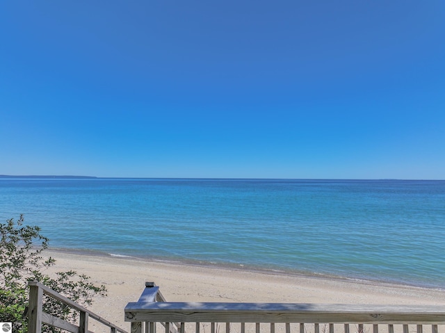 view of water feature with a view of the beach