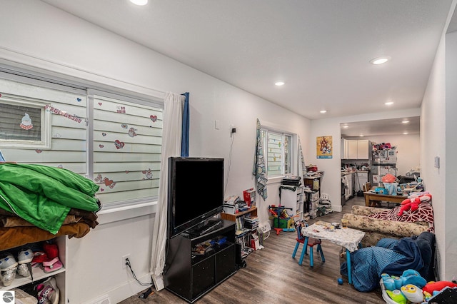 living room featuring dark hardwood / wood-style floors