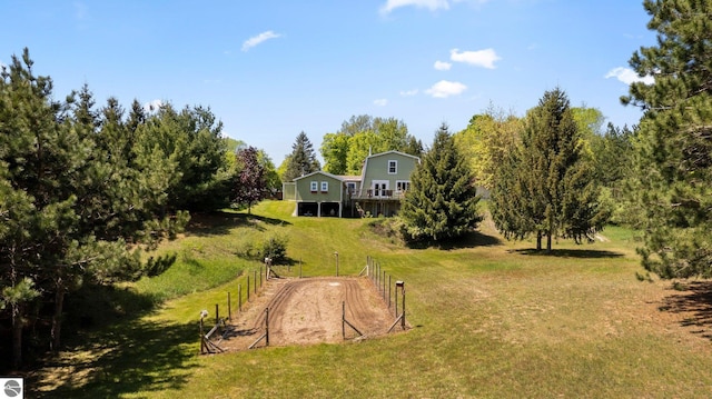 drone / aerial view with a rural view