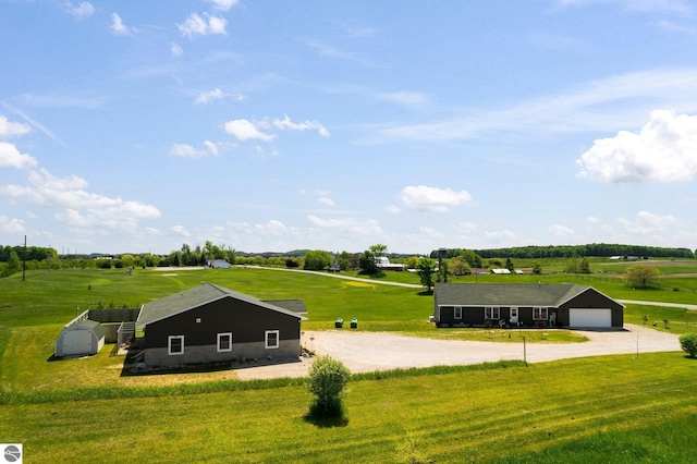 aerial view featuring a rural view