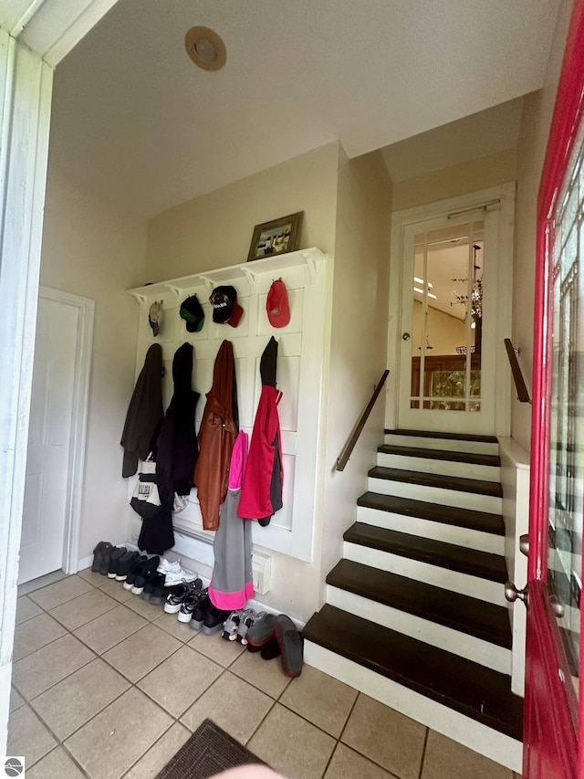 mudroom featuring light tile patterned floors