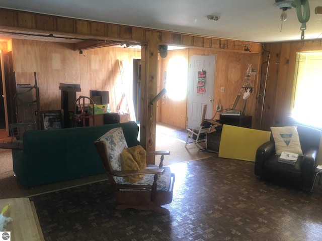 4472 Crescent Beach Rd, Onekama, MI 49675 - living area featuring wooden walls
