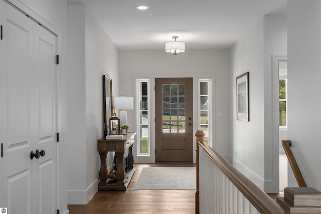 entryway with light wood-type flooring