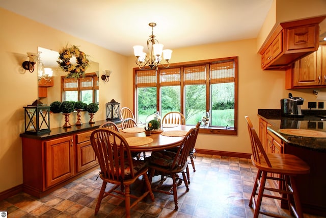 dining room with an inviting chandelier