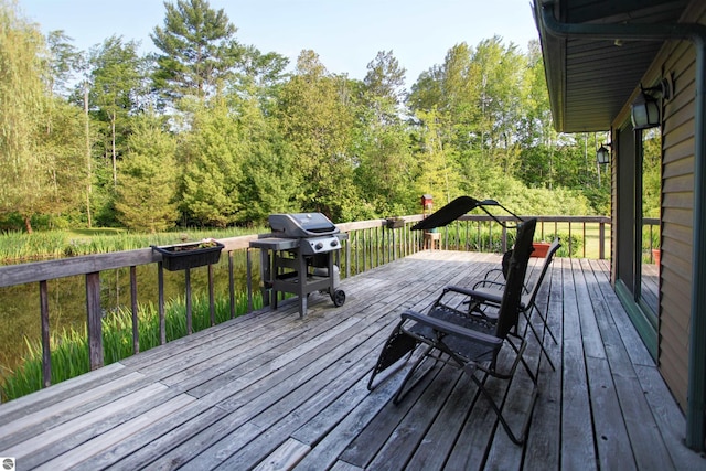 deck featuring grilling area