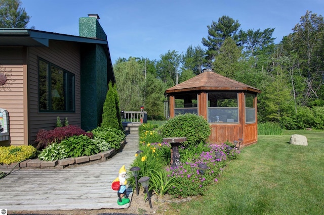 view of yard with a gazebo