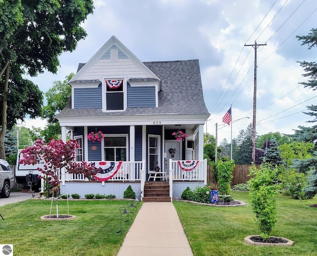 view of front facade with a front yard