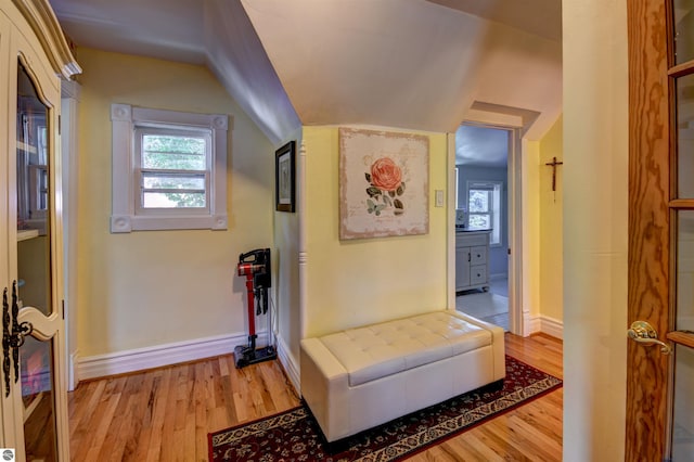 hallway with light wood-type flooring