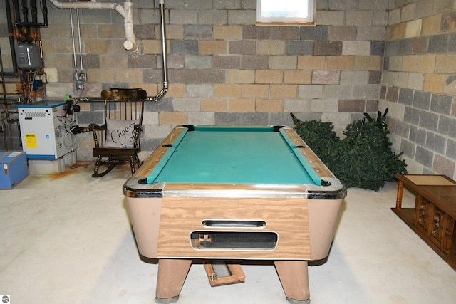 recreation room featuring concrete flooring and billiards