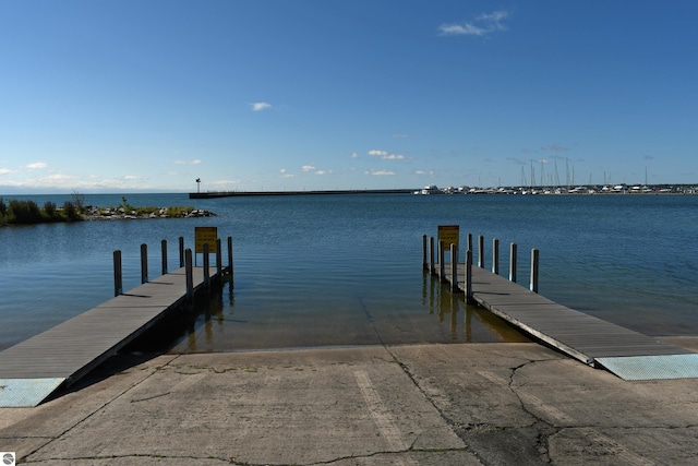 view of dock featuring a water view