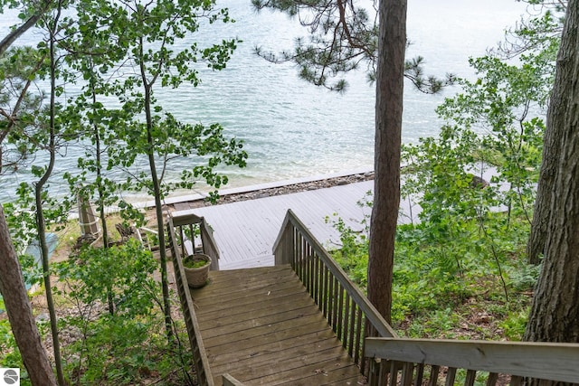 view of dock featuring a water view