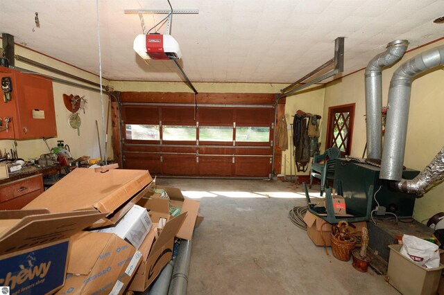 garage with a garage door opener