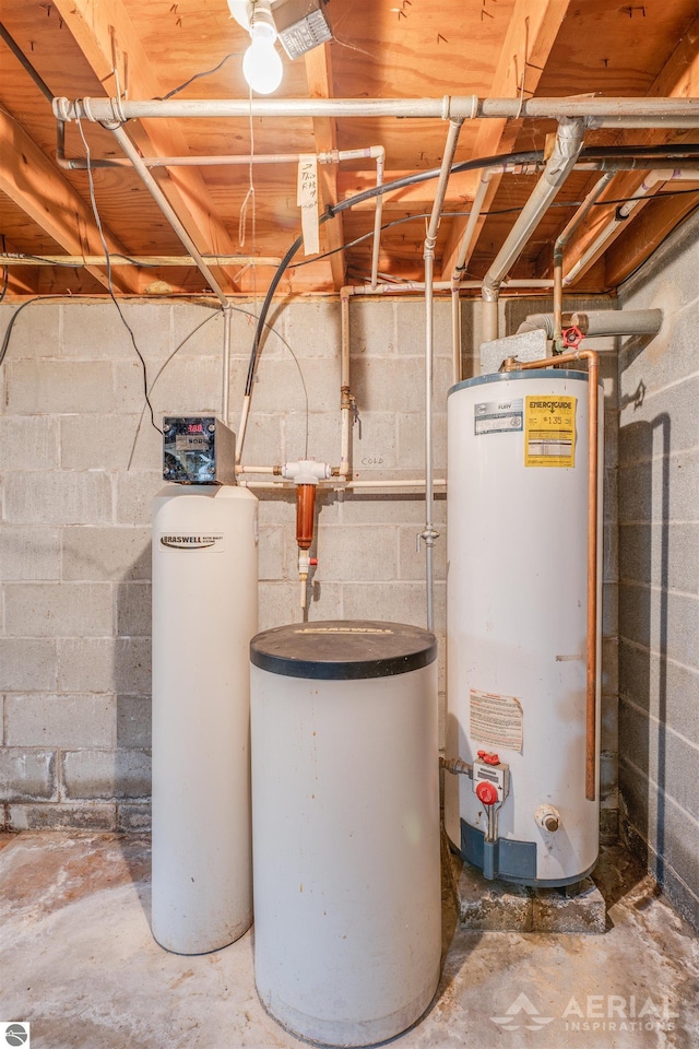 utility room with water heater