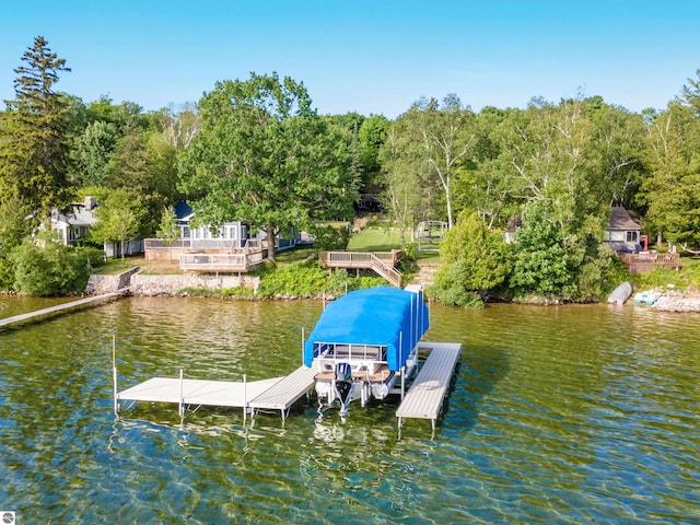 dock area with a water view