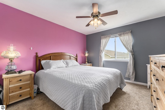 bedroom with carpet floors and ceiling fan