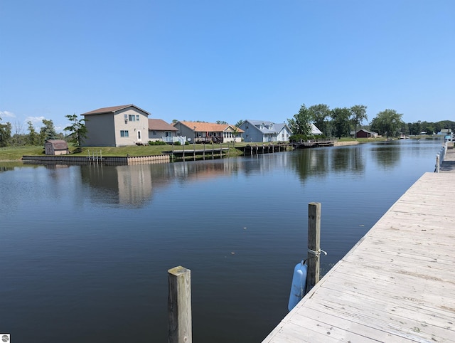 view of dock featuring a water view