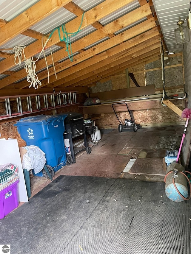 view of unfinished attic