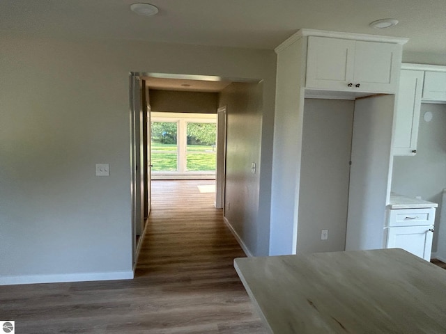 hall featuring dark hardwood / wood-style floors