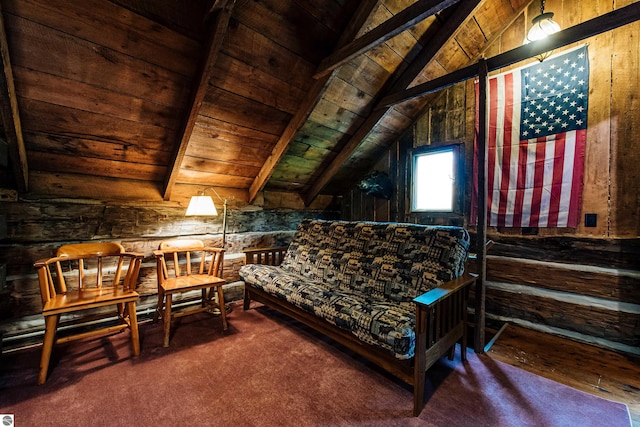 bedroom with hardwood / wood-style floors, vaulted ceiling, and wood ceiling