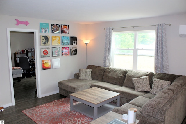 living room with hardwood / wood-style floors