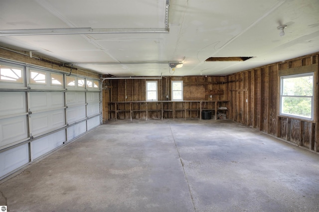 garage with a garage door opener