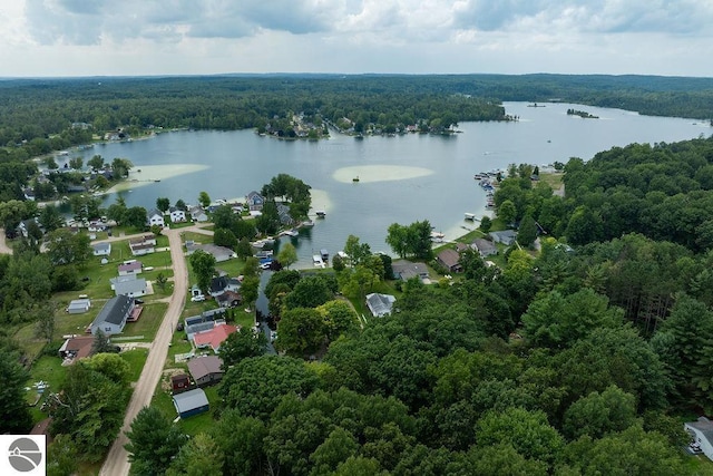 bird's eye view featuring a water view