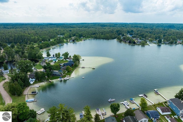 bird's eye view featuring a water view