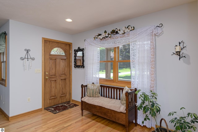 foyer with wood-type flooring