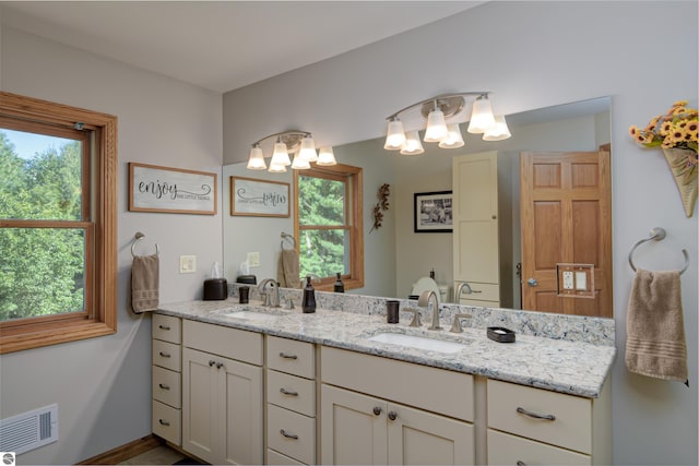 bathroom with vanity and plenty of natural light